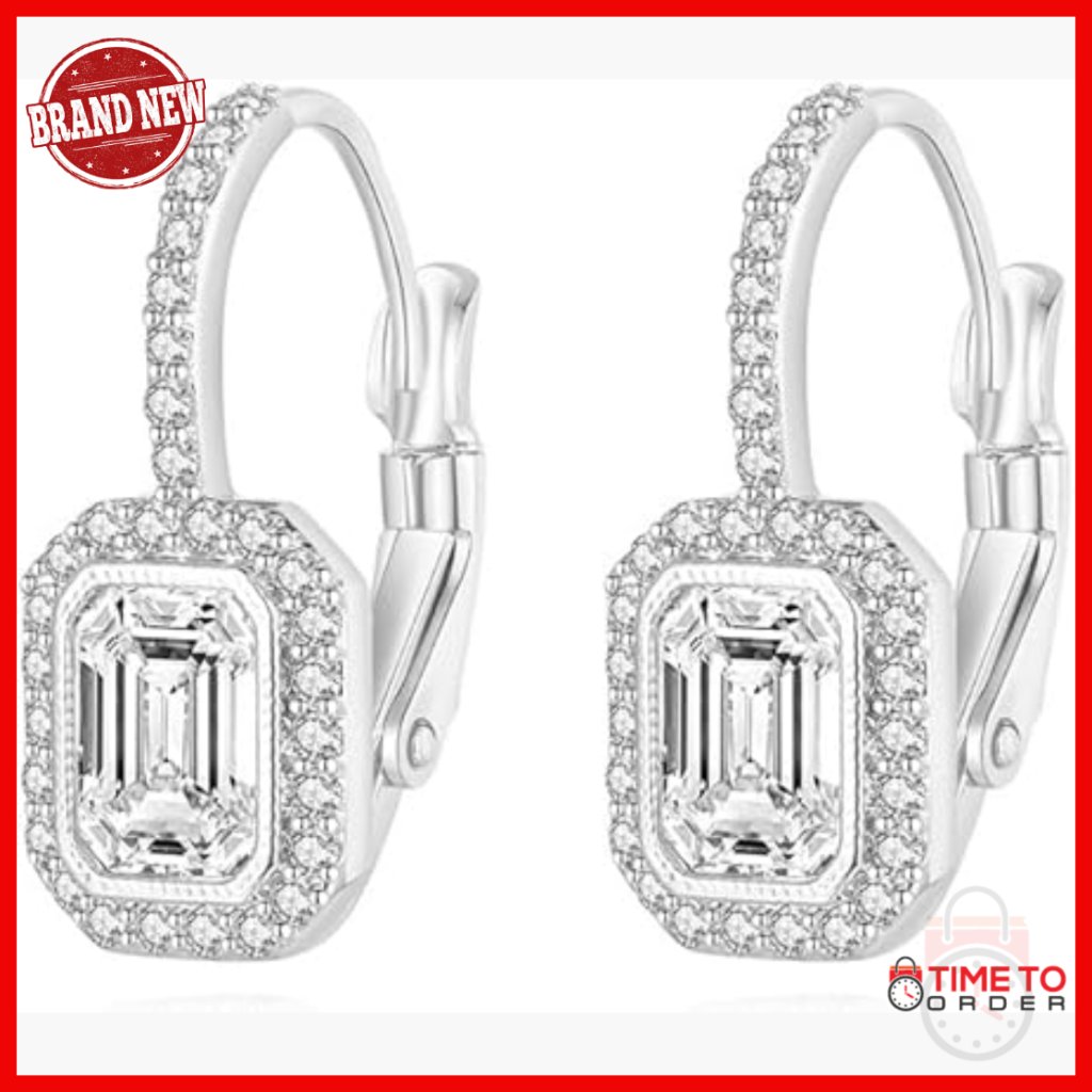 14k Gold Hoop Earrings With Moissanite Inlay, Classic Huggie Style